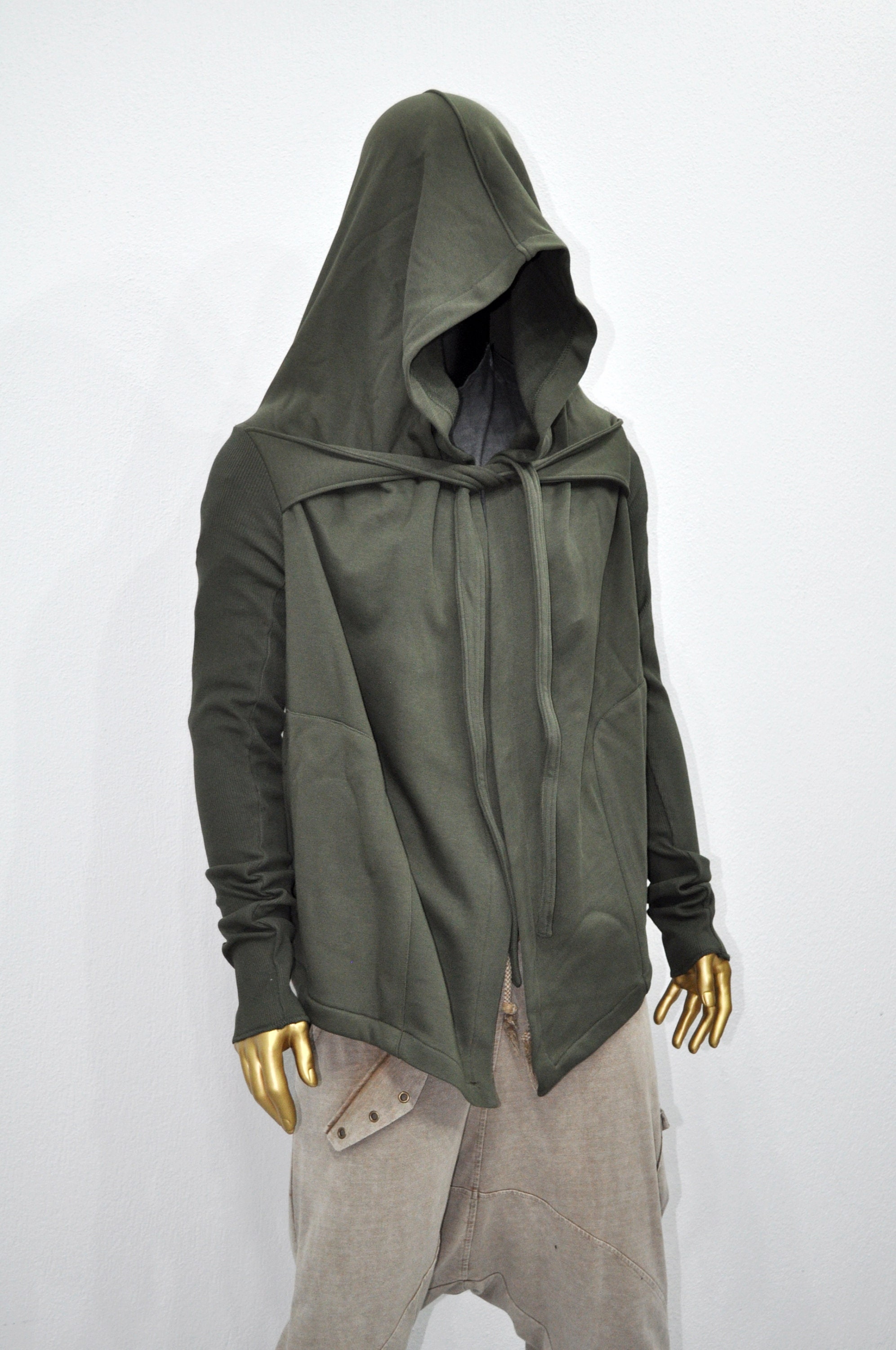 XS-8XL サイバーパンク アシンメトリー ビッグ フード付き タイ ダーク