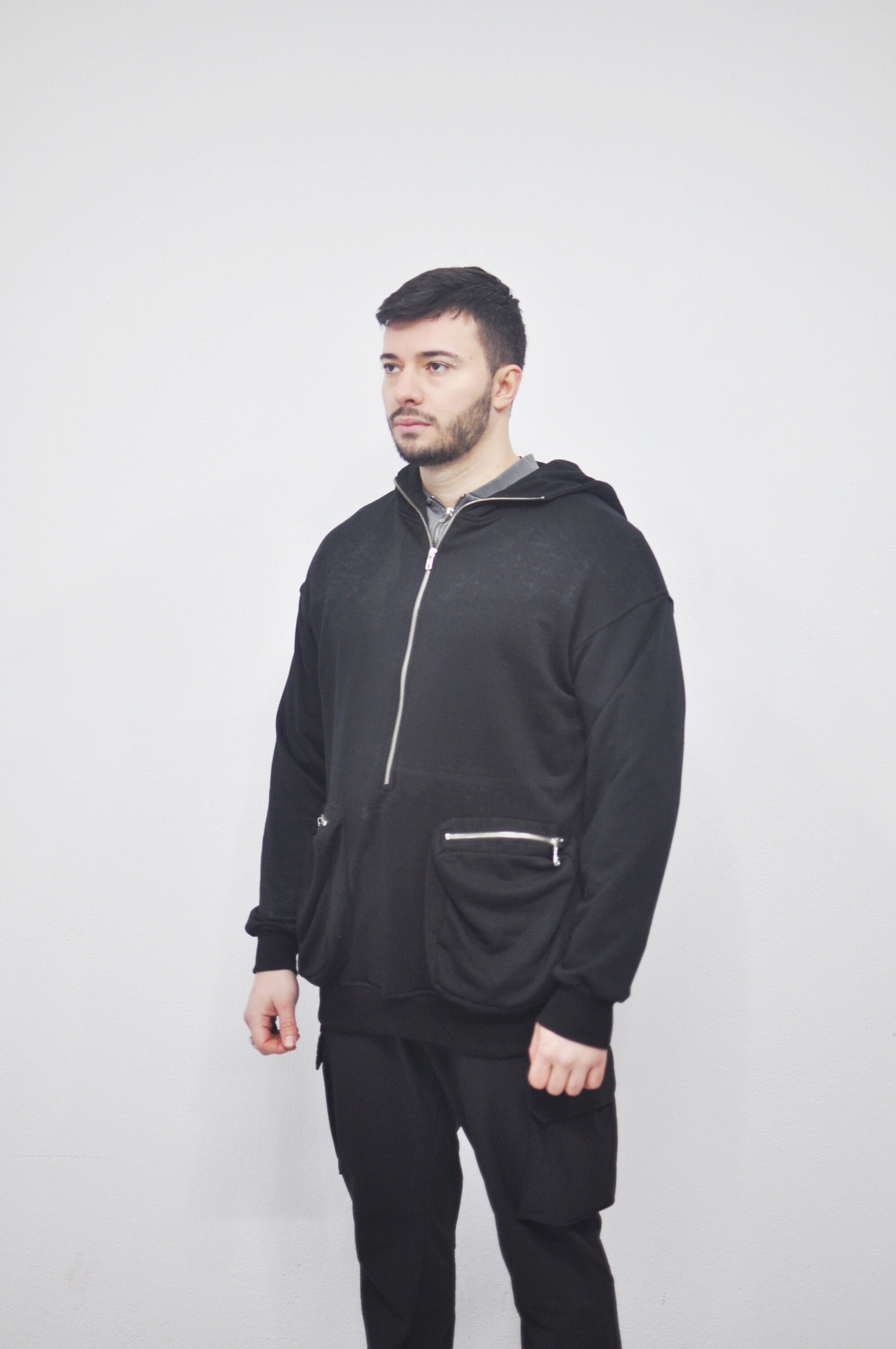 2025新商品 Shoulder Dropped Men's XS-8XL Boxyfit Big Front Zip Quarter メンズウェア