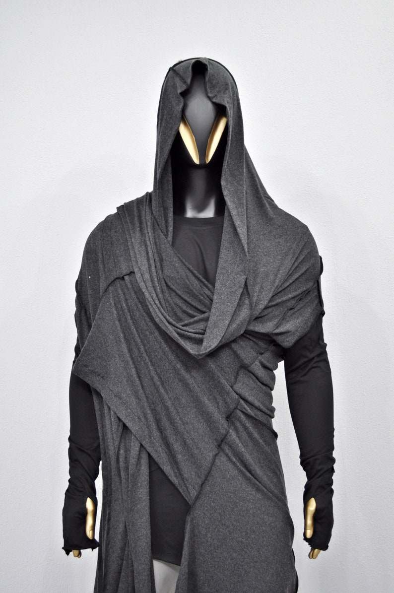 OverLong Poncho Cardigan,Japanese Oversized Sleeveless Kimono Wrap Shawl Shirt,Asymmetric Vest Hooded Cape Coat,Aesthetic Halloween-BB0154 zdjęcie 10