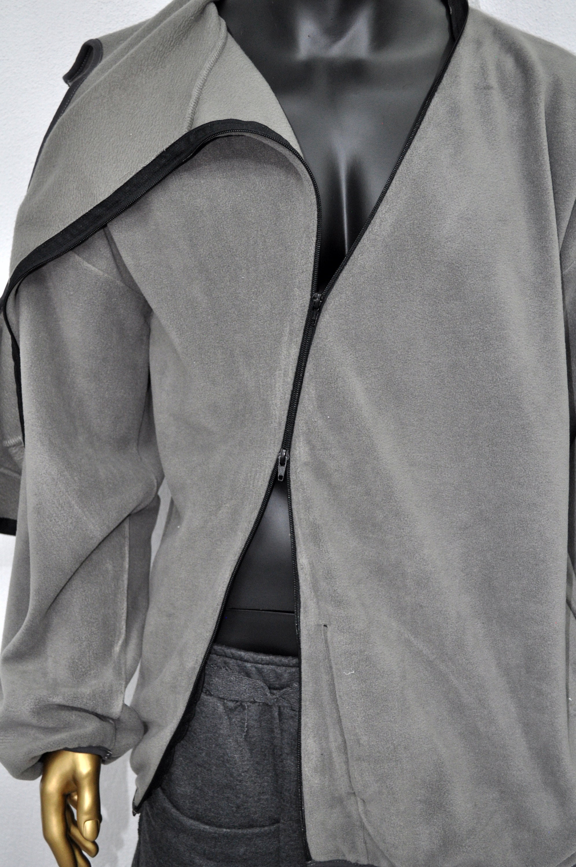 XS-8XL Symmetrical Zip Through Hood Polar Fleece Jacket Pullover