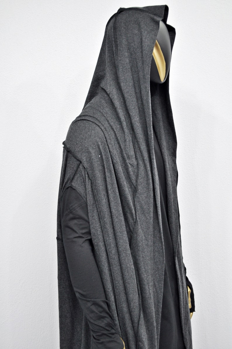 OverLong Poncho Cardigan,Japanese Oversized Sleeveless Kimono Wrap Shawl Shirt,Asymmetric Vest Hooded Cape Coat,Aesthetic Halloween-BB0154 zdjęcie 8