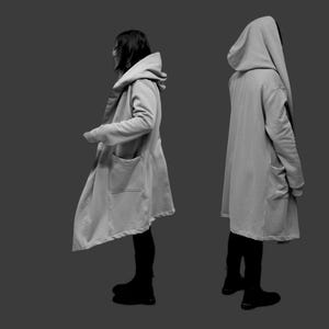 XS-8XL Pink Oversized Overlong Black Loose Cardigan with Hood,Side Pockets Windbreaker Cloak,Cyberpunk Techwear Cape Coat, Futuristic- BB159