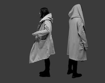 XS-8XL Pink Oversized Overlong Black Loose Cardigan with Hood,Side Pockets Windbreaker Cloak,Cyberpunk Techwear Cape Coat, Futuristic- BB159