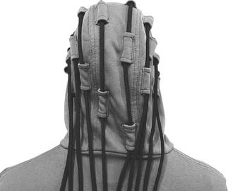 Sudadera con capucha Cyberpunk Techwear para hombre • Sudadera con capucha de estilo urbano futurista • Diseño de capucha con rastas • Mangas técnicas con capas • Urbana -BB0188