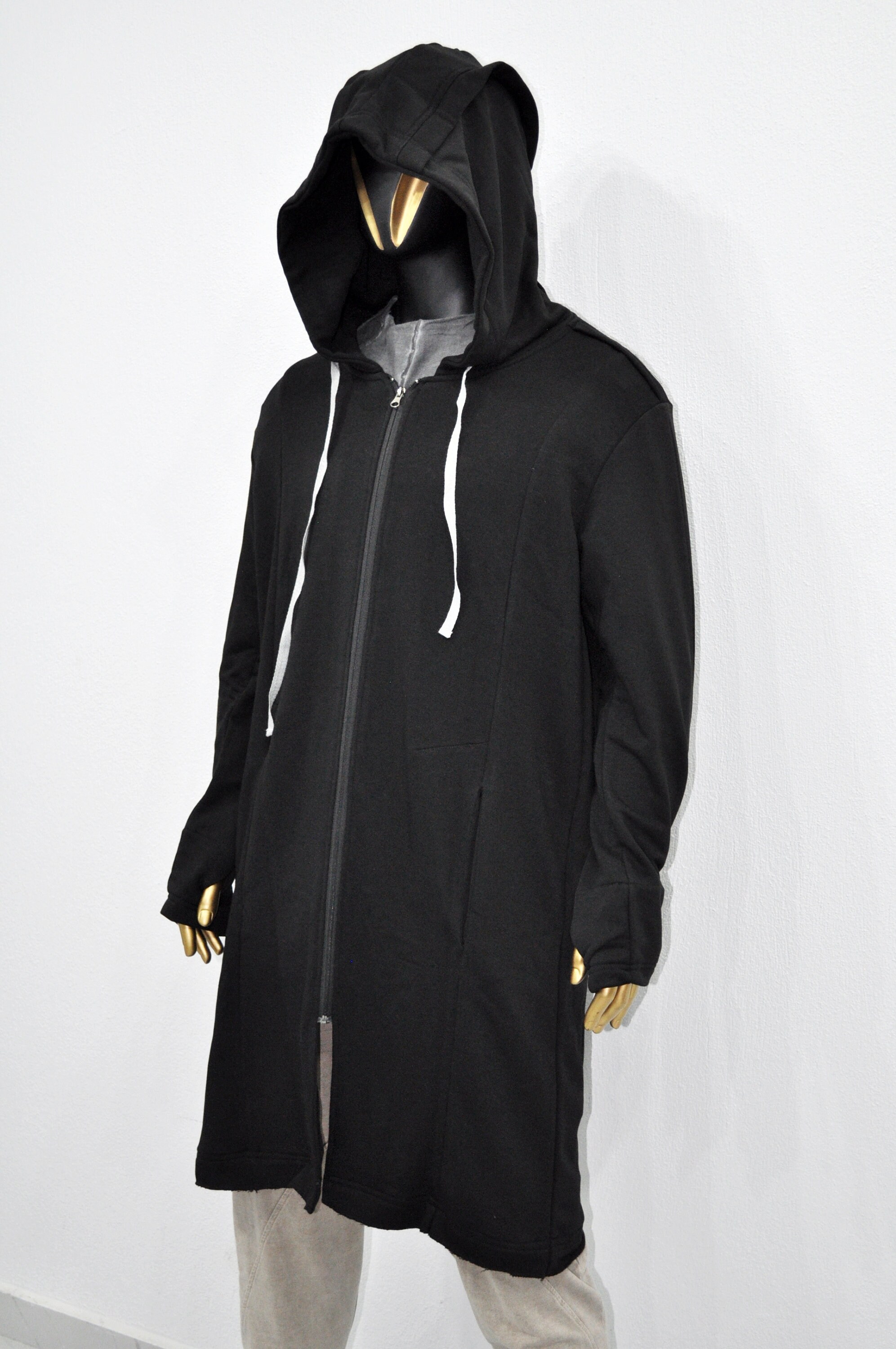 XS-8XL Men Overlong Steampunk Snake-shaped Hooded Zip-up Hoodie