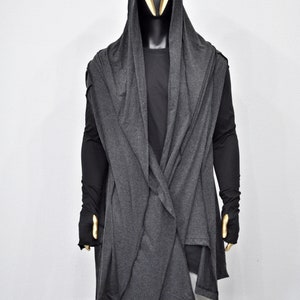 OverLong Poncho Cardigan,Japanese Oversized Sleeveless Kimono Wrap Shawl Shirt,Asymmetric Vest Hooded Cape Coat,Aesthetic Halloween-BB0154 zdjęcie 5