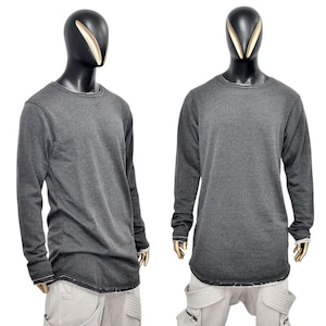 XS-8XL Herr Långärmad Streetwear-skjorta – Urban Techwear-topp, Minimalistisk Grunge-Look i Lager, Mjuk Bomullströja, Edgy Fashion-BB048