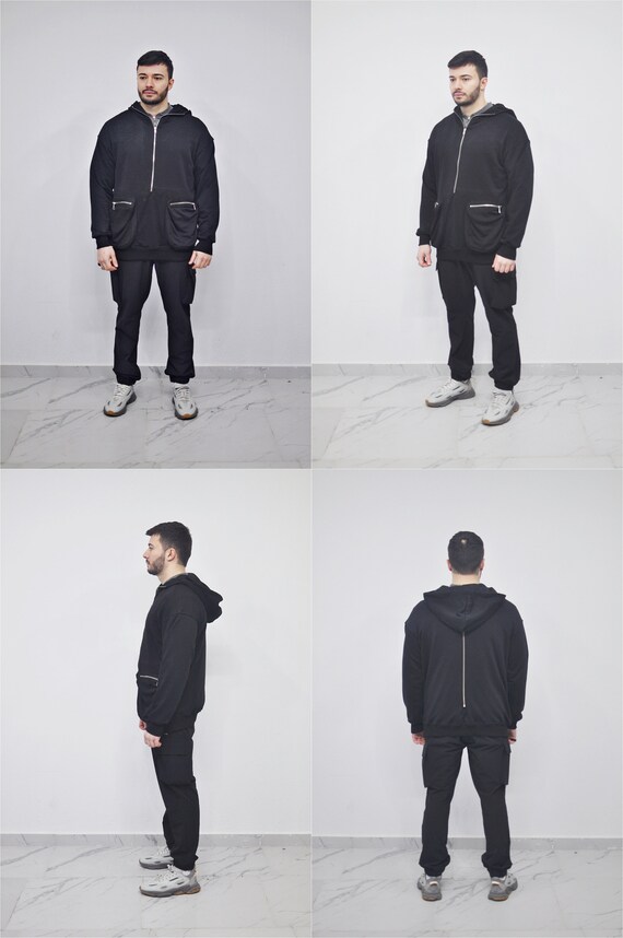XS-8XL Men's Dropped Shoulder Boxyfit Quarter Zip Front Big