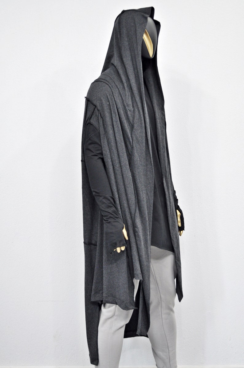 OverLong Poncho Cardigan,Japanese Oversized Sleeveless Kimono Wrap Shawl Shirt,Asymmetric Vest Hooded Cape Coat,Aesthetic Halloween-BB0154 zdjęcie 7