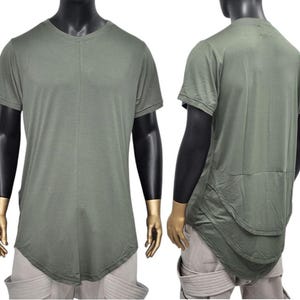 Camiseta SHINOBI de manga corta para hombre, cuello ancho y dobladillo ovalado extendido, corte asimétrico en la espalda, estilo hip hop, tallas XS-8XL - BB444
