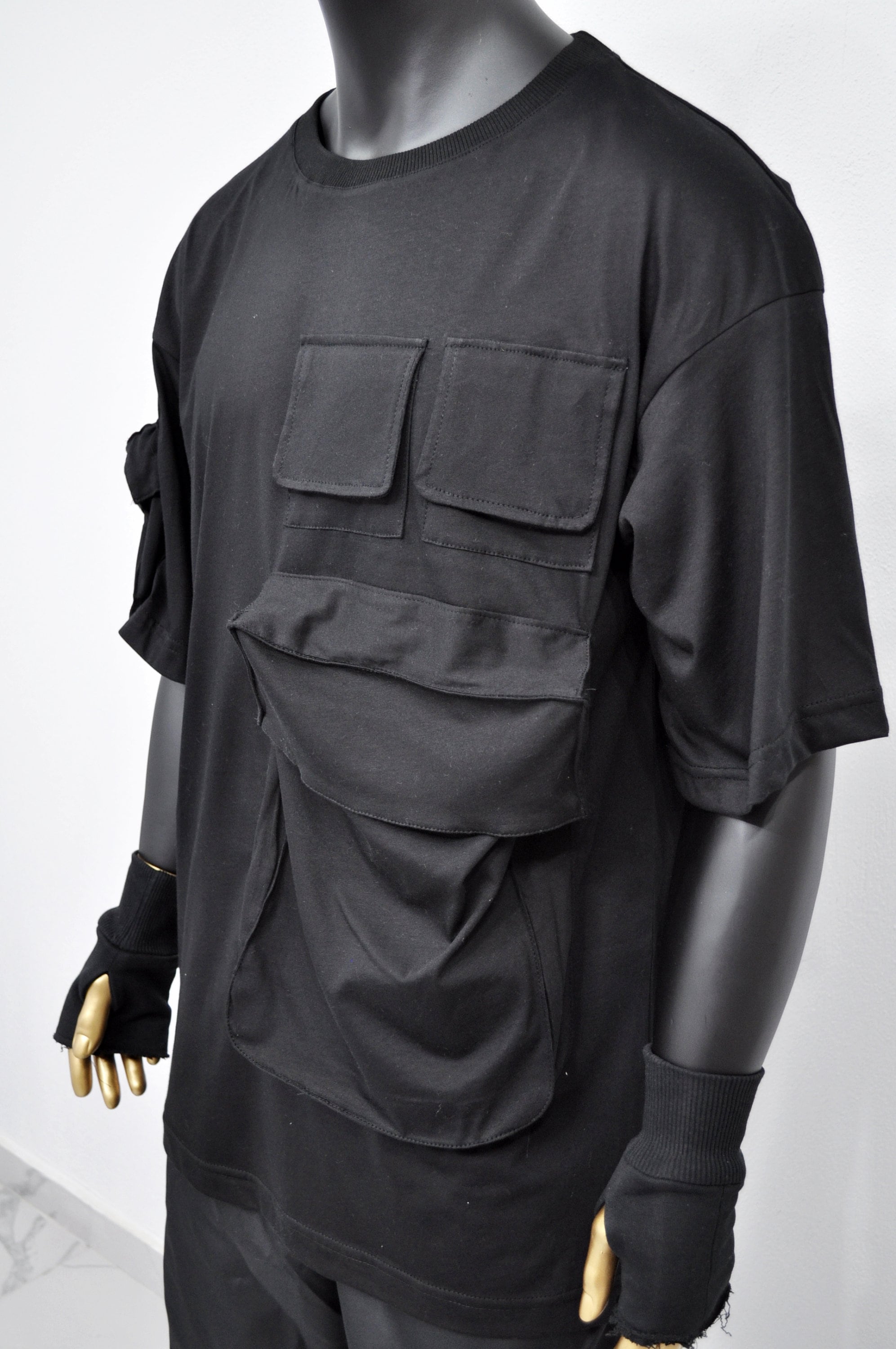 XS-8XL Men's Utility Cargo Pocket Elongated Short Sleeve