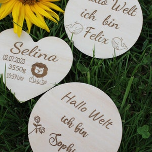 Hallo Welt Meilensteinkarten Baby aus Holz | Hallo Welt Schild | Geburtsschild | personalisiertes Namensschild | Newborn-Shooting
