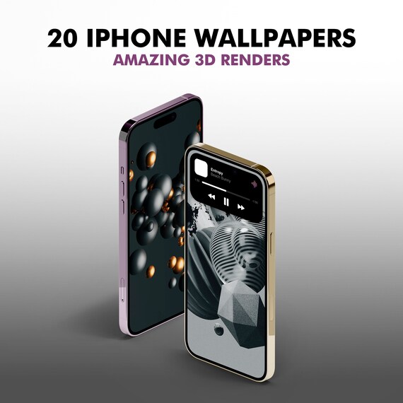 20 Iphone Wallpapers  [iOS wallpapers, iOS Home Screens, Digital Download, 3D Renders]