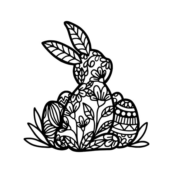 Plotter File Easter Bunny SVG Spring floral design Papercut Cricut Cameo Brother Silhouette decoration decor cute Dxf Png Digital Download