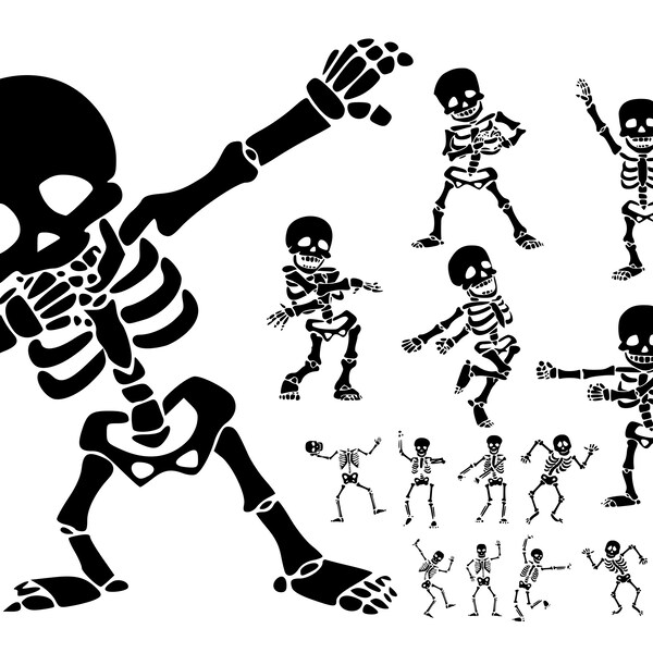 Spooky Skeleton Dancing SVG Bundle Included Dabbing Skeleton, Seamless, Commercial Use, Svg for Cricut, Png, Dxf, Eps, Pdf, Digital Download