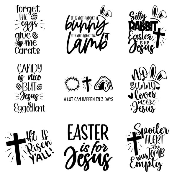 Christian Easter SVG Bundle, Easter SVG, Christian Svg, Bunny Svg, Religious Easter SVG Bundle, Cut Files for Cricut, Silhouette, Png, Dxf