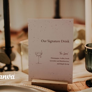 Signature Drink Sign Template Canva, Wedding Bar Menu Sign, Wedding Suite Printable, Modern Drink Menu Template Digital, Midnight White