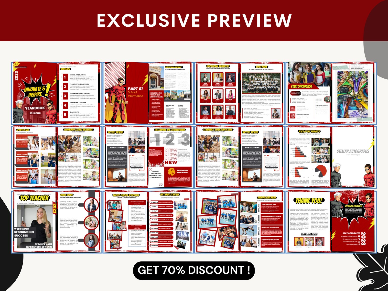 Yearbook Template for Senior Year marvel Superhero Theme for Etsy