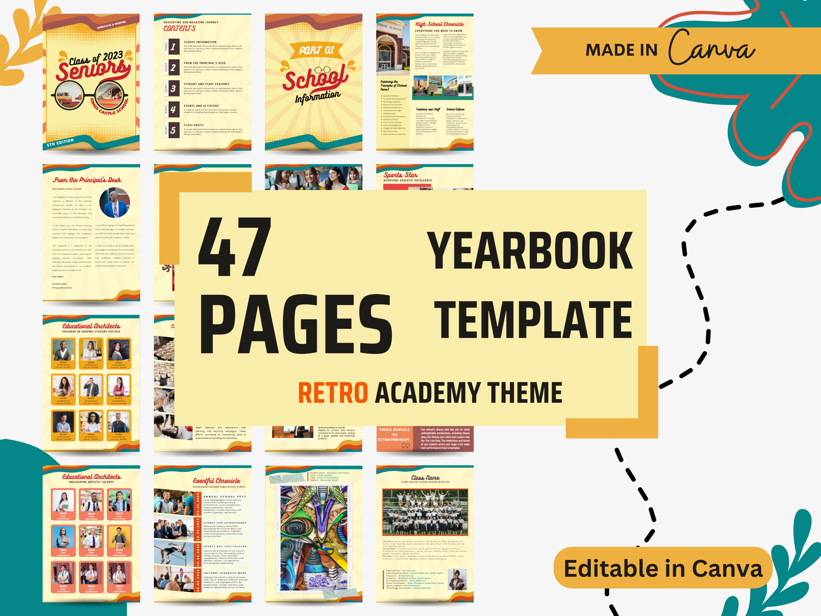 Yearbook Template for Senior Year retro Academy Theme for Etsy