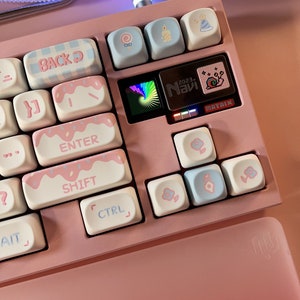Clavier Mécanique Personnalisé Matrix Navi70 - Couleur Rose Pastel/bleu - Boîtier Aluminium - Anglais QWERTY - Assemblé