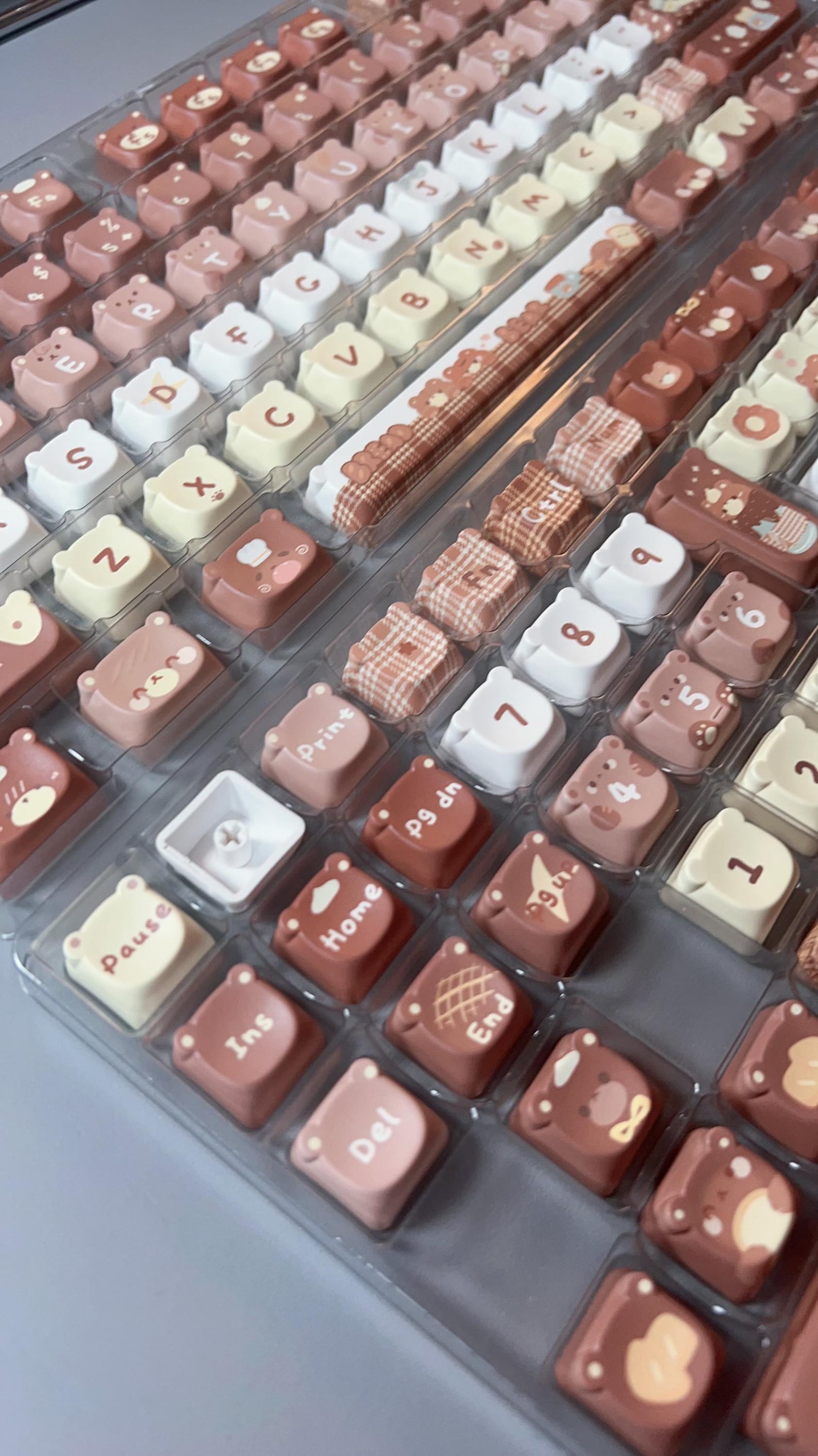 026 Brown Bear Baked Keycaps Cute and Round Skin-like Feel Designed by ...