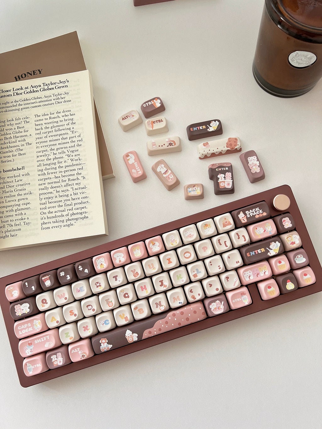 Bunny & Bear Milk Tea Store MOA Profile Pink Brown Customized Keycap ...
