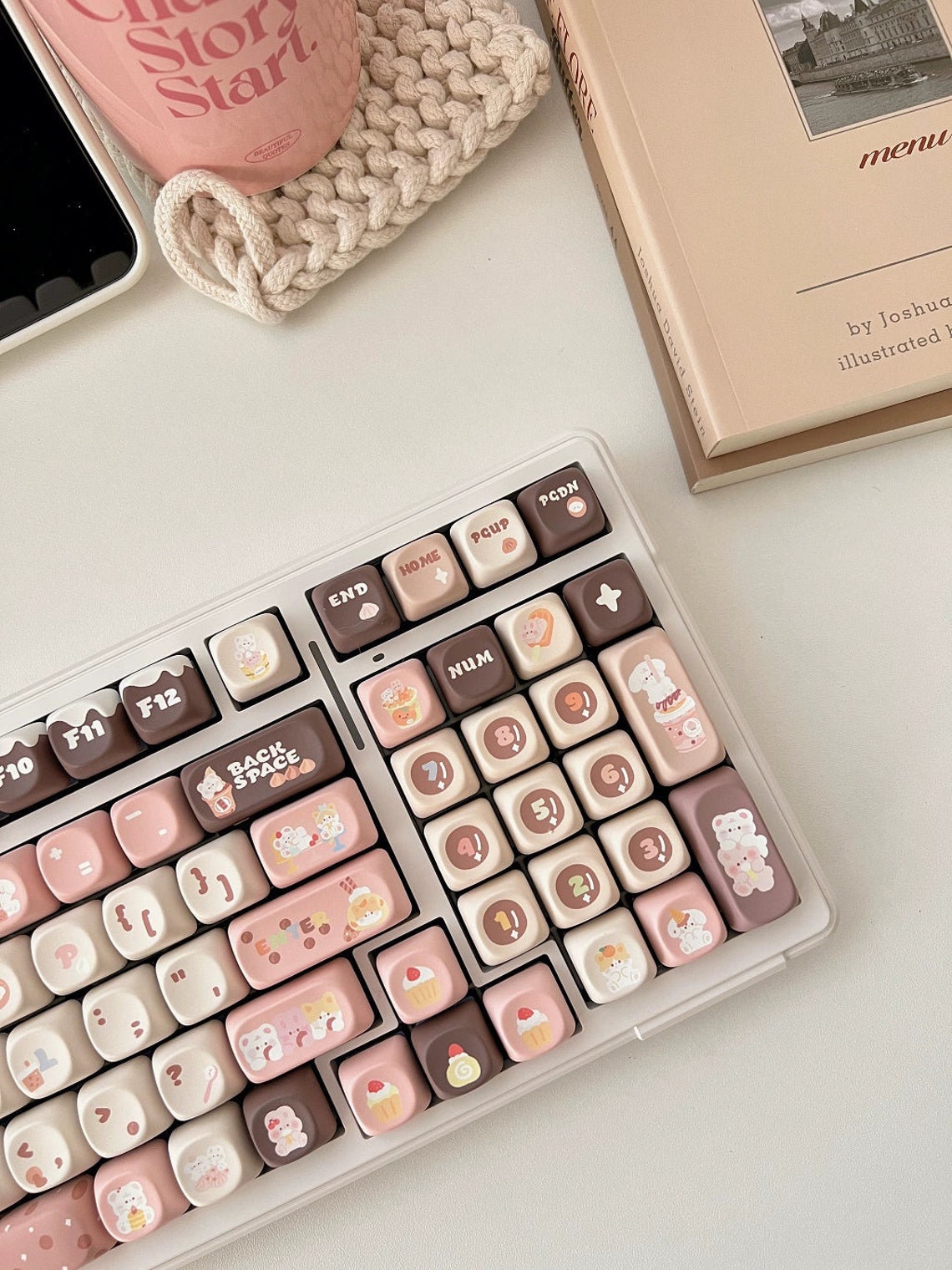 Bunny & Bear Milk Tea Store MOA Profile Pink Brown Customized Keycap ...