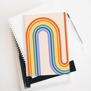 Retro Rainbow Journal - Ruled Line, Notebook, Diary, Vintage Style, Gift Ideas, Writing Journal, 90 gsm Paper, Hardback Cover image 5