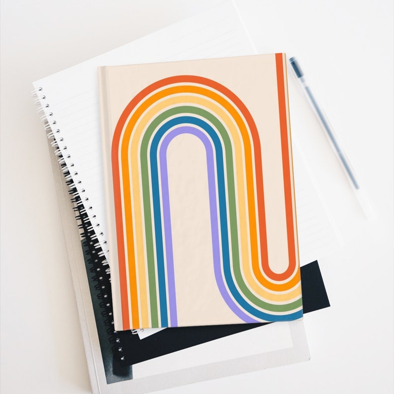 Retro Rainbow Journal - Ruled Line, Notebook, Diary, Vintage Style, Gift Ideas, Writing Journal, 90 gsm Paper, Hardback Cover image 5