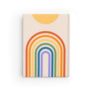 Retro Rainbow Journal - Ruled Line, Notebook, Diary, Vintage Style, Gift Ideas, Writing Journal, 90 gsm Paper, Hardback Cover image 2