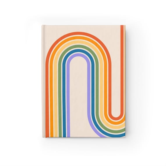 Retro Rainbow Journal - Ruled Line, Notebook, Diary, Vintage Style, Gift Ideas, Writing Journal, 90 gsm Paper, Hardback Cover