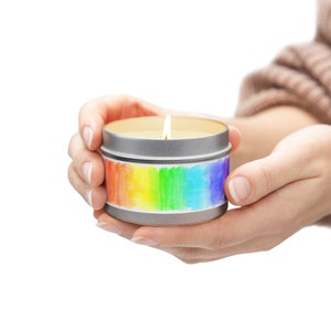 Watercolor Rainbow Tin Candles