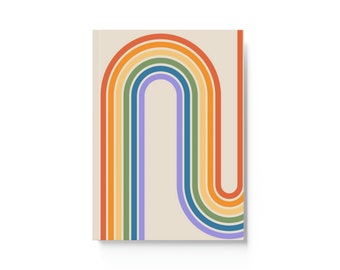 Retro Rainbow Hard Backed Journal | Hardcover Notebook | Rainbow Notebook | Diaries and Journals | Rainbow Diary Journal Notebook