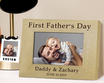 Personalized Photo Frame,  First Father's Day Wood Picture Frame For New Dad,  Personalized Gift, Gift for Him, Father's Day Gift