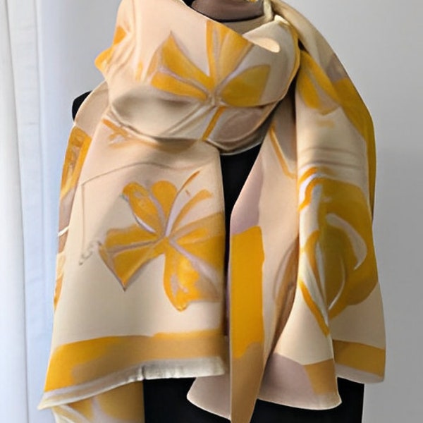 Supersoft Floral Scarf, 100%Mulberry Print Reversible Pashmina Winter Shawl, Floral Pattern wrap, Unique Mother's Day Gift, Dress Accessory