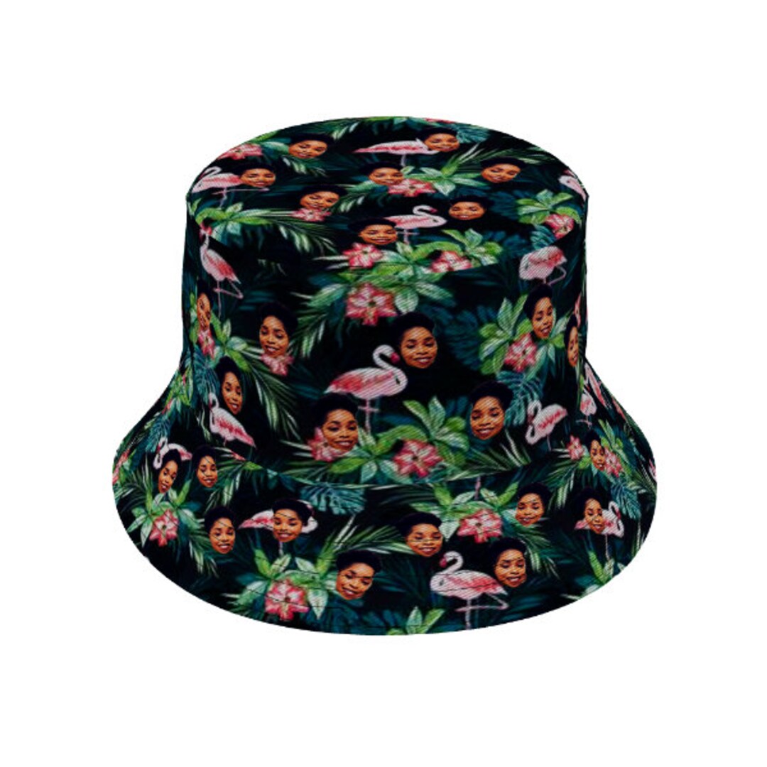 Custom Face Flower Bucket Hat, Unisex Outdoor Cap, Personalized Summer