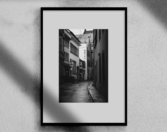 Monochrome Strasbourg Street Photography Digital Wall Decor, Modern Art Print, Printable Wall Art, Black and White Wall Decoration