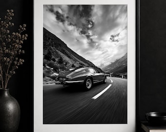 Classic Sports Car Print, Black and White Automotive Photography (Digital Download)