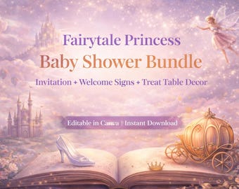 Fairytale Princess Baby Shower Bundle | Invitation | Welcome Sign | Digital Download