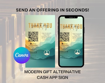 Church Scan to Pay Template | Digital Giving QR Code, Cash App Sign (Canva Editable)