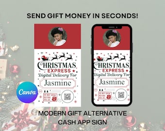 Christmas Cash App QR Code  | Editable Canva Template  | Instant Download | Digital Delivery | Christmas Express