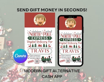 Christmas Cash App QR Code  | Editable Canva Template  | Instant Download | Digital Delivery | North Pole