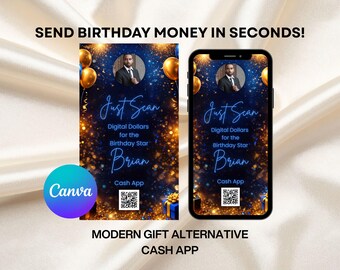 Birthday Cash App Sign | Canva Editable | Scan QR Code, Digital Gift (Digital Download)