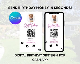 Puppy Birthday Cash App Sign | Canva Editable QR Code (Digital Download)