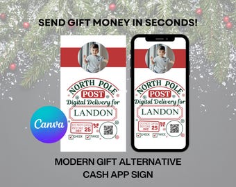 Christmas Cash App QR Code  | Editable Canva Template  | Instant Download | Digital Delivery | North Pole