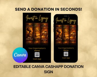 Black History Month Donation Sign | Editable Canva Template (Instant Download)