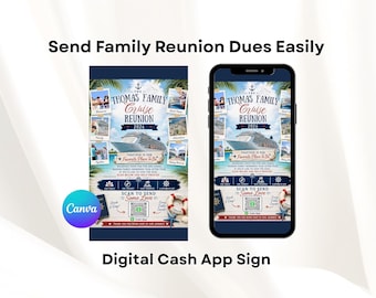 Editable Cruise Family Reunion Cash App Sign, QR Code, Keepsake (Digital Download)