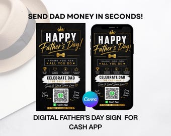 Father's Day Cash App Sign, Scan to Send Love, Canva Editable (Digital Download)