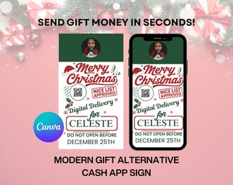 Christmas Cash App QR Code  | Editable Canva Template  | Instant Download | Digital Delivery | Merry Christmas