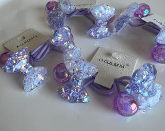 Cute Acrylic Glitter Bow Hair Ties | Toddler & Girls Hair Accessories | Girls Hair ties | Lots of Colours